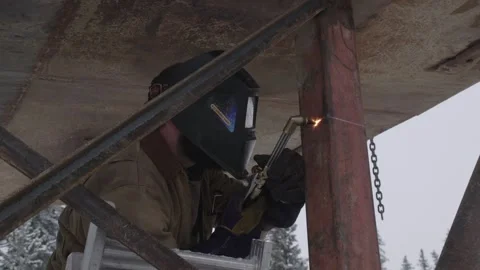 Medium Welding Post Through Scaffold Stock Footage 154052930