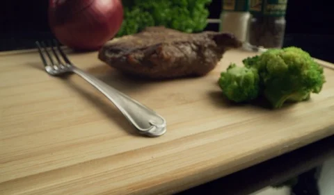 Medium Well Steak Wtih Charred Edges Macro 4K Stock-Footage 120357650