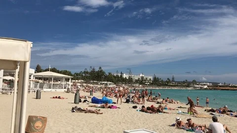 Medium Wide Angle Shot of a beach in Ayia Napa Stock-Footage 91203567
