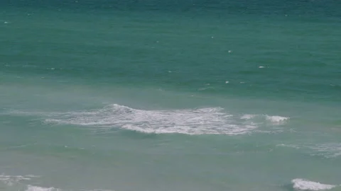 Medium Wide Slow Motion of Gentle Waves of Gulf of Mexico off Florida Coast with Video stock 133013629