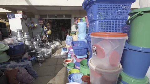 Medium/Close up shot of Uganda storefront with soft pan Stock Footage 81747290