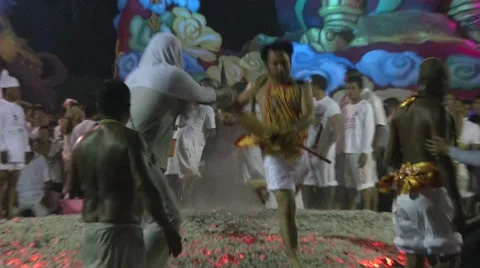 Mediums Run Across Coals Stock Footage 58090791