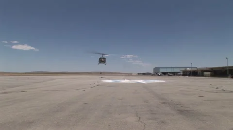 Medivac lands on helicopter pad Stock Footage 45558570