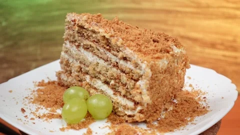 Medovik Cake Angle Rotation 360 Stock Footage 147354995