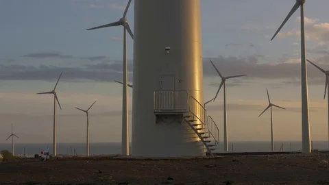 Meduim shot of wind generator base. Stock Footage 97464601