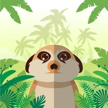 Meerkat on the Jungle Background Stock Illustration