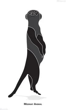 Meerkat Standing Vector Artwork Illustration Animal Mammal Wildlife Nature. Ilustración de archivo