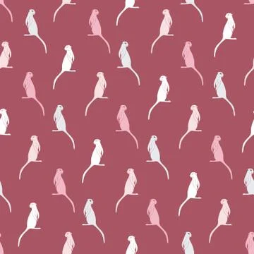 Meerkats silhouettes seamless vector pattern Stock Illustration