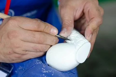 Meerschaum processing by master Stock Photos