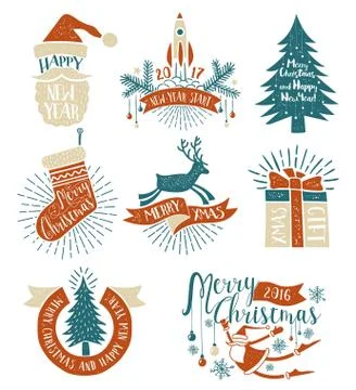 Meeryy c labels Illustrazione stock