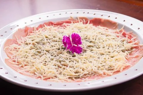 Meet carpaccio appetizer 스톡 사진