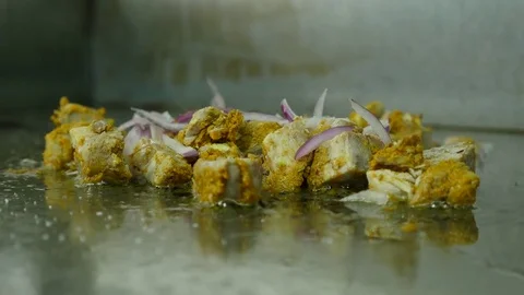 Meet cooking plancha 4K Stock Footage 74573846