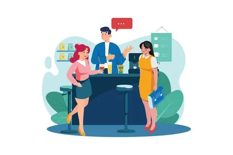 Meet friends co-workers Illustrazione stock
