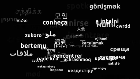 Meet Translated in 64 Worldwide Languages Endless Looping 3d Zooming Wordclou Video stock 145206715