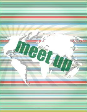Meet up words on digital touch screen, business concept Illustrazione stock