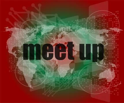 Meet up words on digital touch screen, business concept Stock Illustration