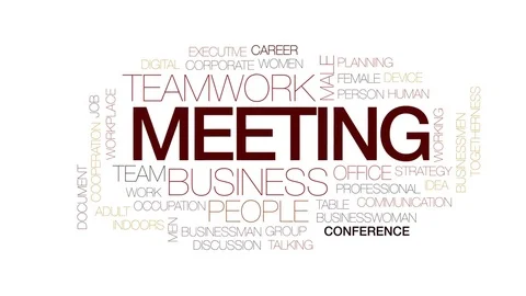 Meeting animated word cloud, text design animation. Kinetic typography. Stock Footage 75809141