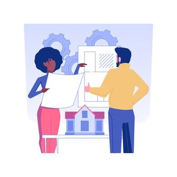 Meeting architect isolated concept vector illustration. Ilustración de archivo