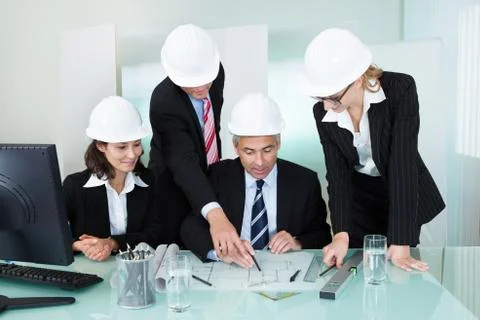 Meeting of architects or structural engineers 스톡 사진