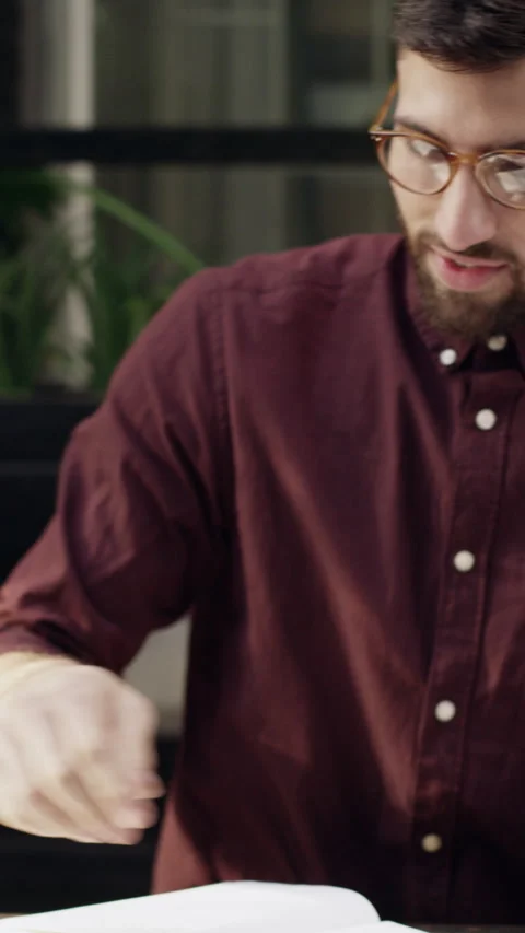 Meeting, b2b or man in cafe with paper, funding ideas or budget pitch in Stock Footage 329880861