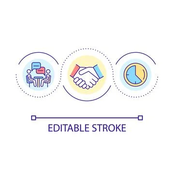Meeting with business partner loop concept icon Stock Illustration
