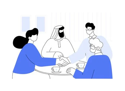 Meeting client isolated cartoon vector illustrations. Ilustración de archivo