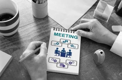 Meeting concept on a notepad 스톡 사진