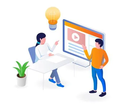 Meeting create concept for web layout Stock Illustration