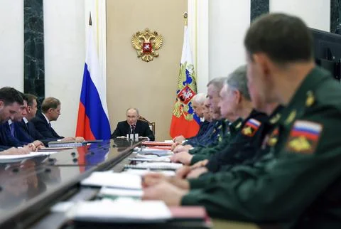 A meeting to discuss the key parameters of the draft state armament programme fo Stock Photos