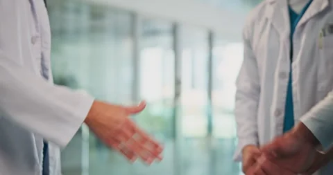 Meeting, doctors and welcome with handshake in hospital for onboarding, new Stock Footage 320151237
