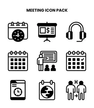 Meeting DuoTone Bundle Icons Pack Stock Illustration