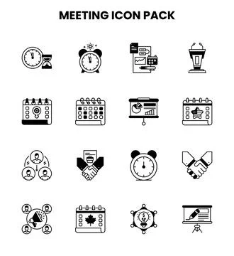 Meeting DuoTone Bundle Icons Pack Stock Illustration
