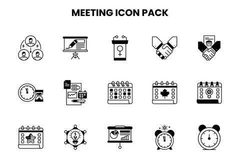 Meeting DuoTone Bundle Icons Pack Stock Illustration