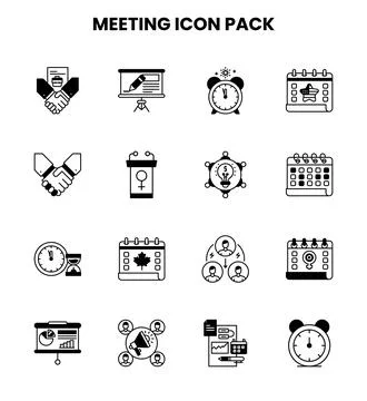 Meeting DuoTone Vector Icons Pack 库存插图