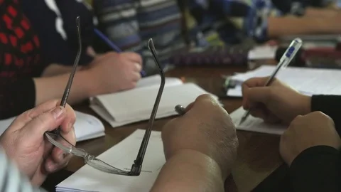 Meeting of executives at the enterprise Stock Footage 101611083