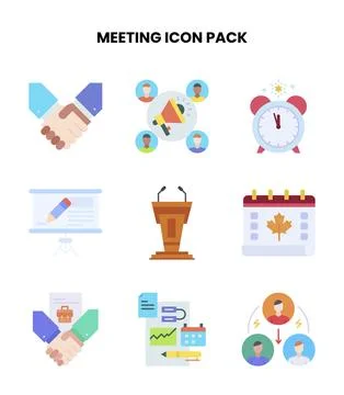 Meeting Flat Bundle Icons Pack Stock Illustration