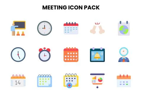 Meeting Flat Design Icons Pack イラスト素材