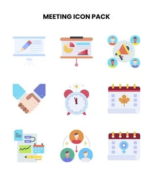 Meeting Flat Graphics Icons Pack Stock Illustration