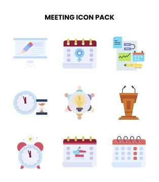 Meeting Flat Graphics Icons Pack Stock Illustration