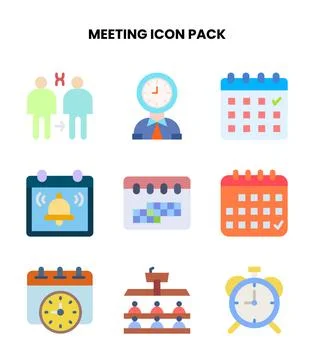 Meeting Flat Icons Pack Stock Illustration