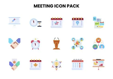 Meeting Flat UI Icons Pack Stock Illustration