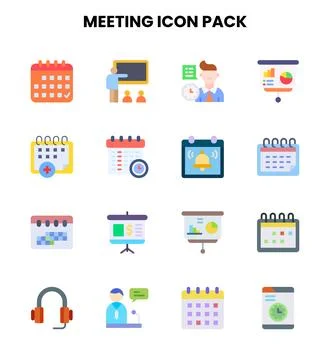 Meeting Flat Vector Icons Pack Ilustración de archivo