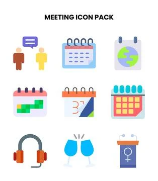 Meeting Flat Vector Icons Pack Ilustración de archivo