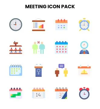 Meeting Flat Vector Icons Pack Stock Illustration