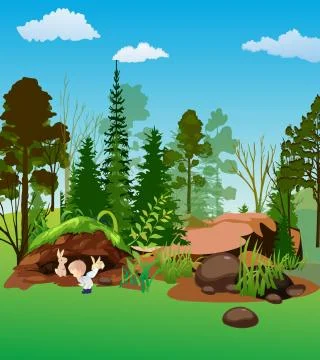 Meeting in the forest Stock Illustration