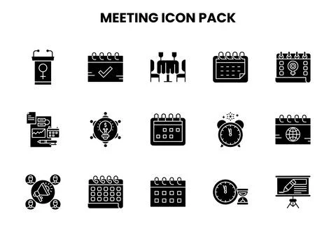 Meeting Glyph Bundle Icons Pack Ilustración de archivo