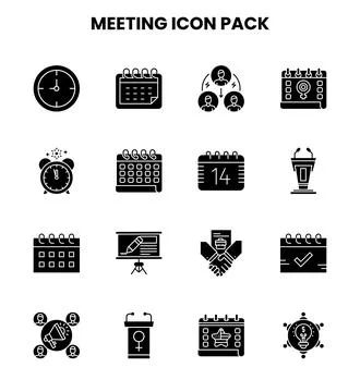 Meeting Glyph Bundle Icons Pack Ilustración de archivo