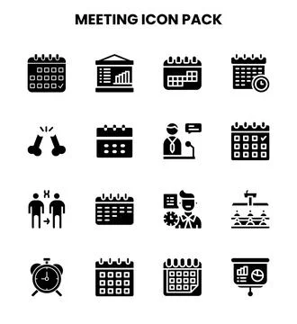 Meeting Glyph Vector Icons Pack Stock Illustration