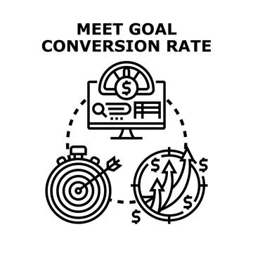 Meeting goal conversion rate digital business strategy Stock Illustration