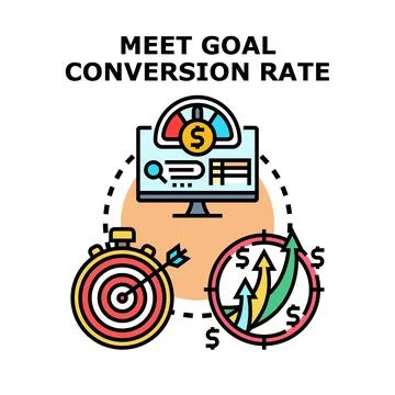 Meeting goal conversion rate digital business strategy Stock Illustration